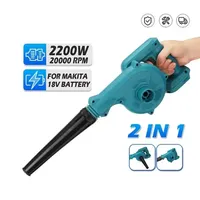 2 In 1 2200W Foldable Cordless Electric Air Blower Blowing Suction Leaf Blower Dust Cleaner Tool For Makita 18V Battery