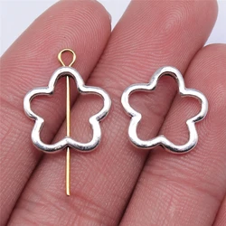 WYSIWYG 20pcs 16x16mm Flower Charms Small Holes Flower Charm Bead Hollow Flower Charms Beads For Jewelry Making