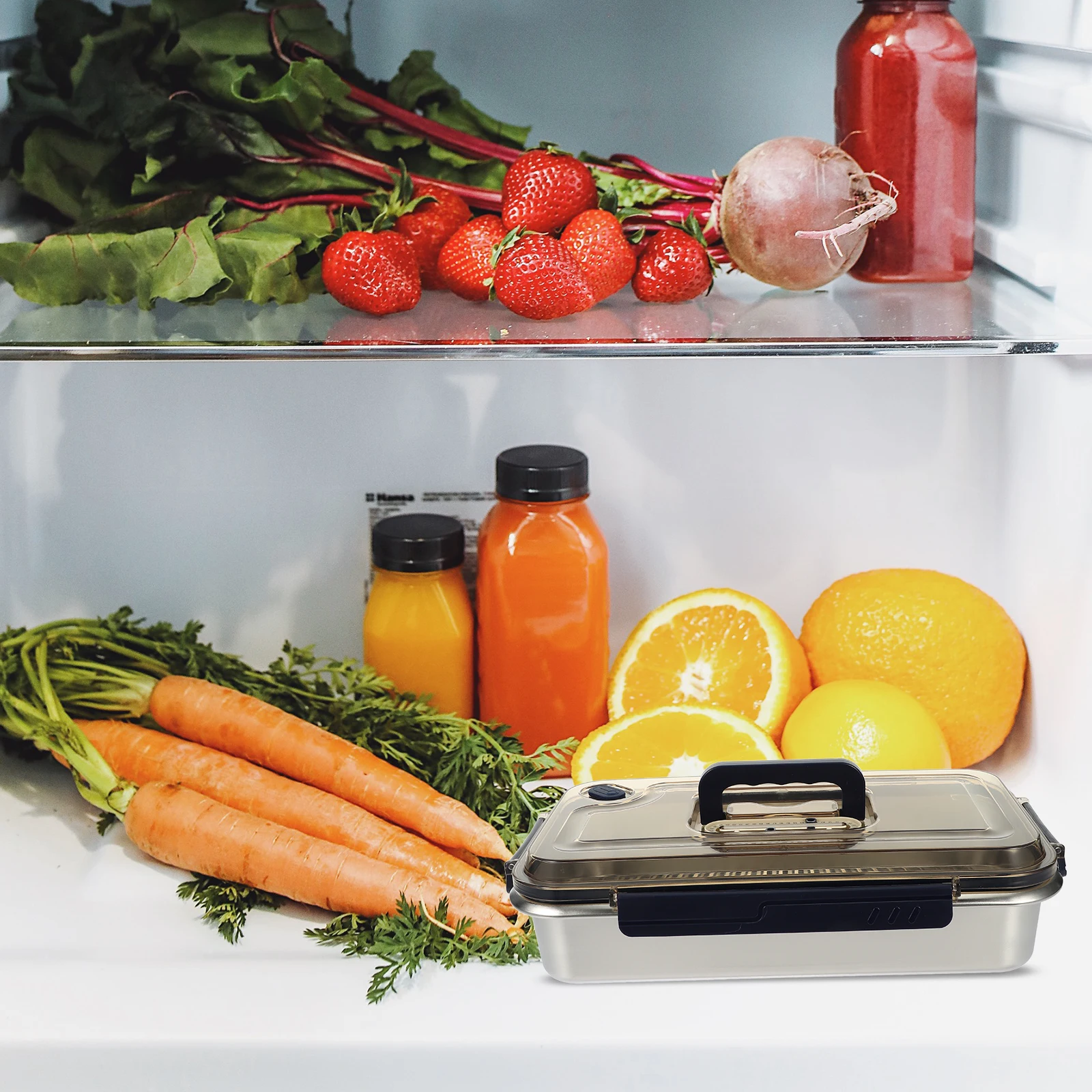 

Reusable 2400ml Stainless Steel Food Containers Crisper Boxes for Kitchen Refrigerator Stackable Lunch Picnic Snack Storage Case