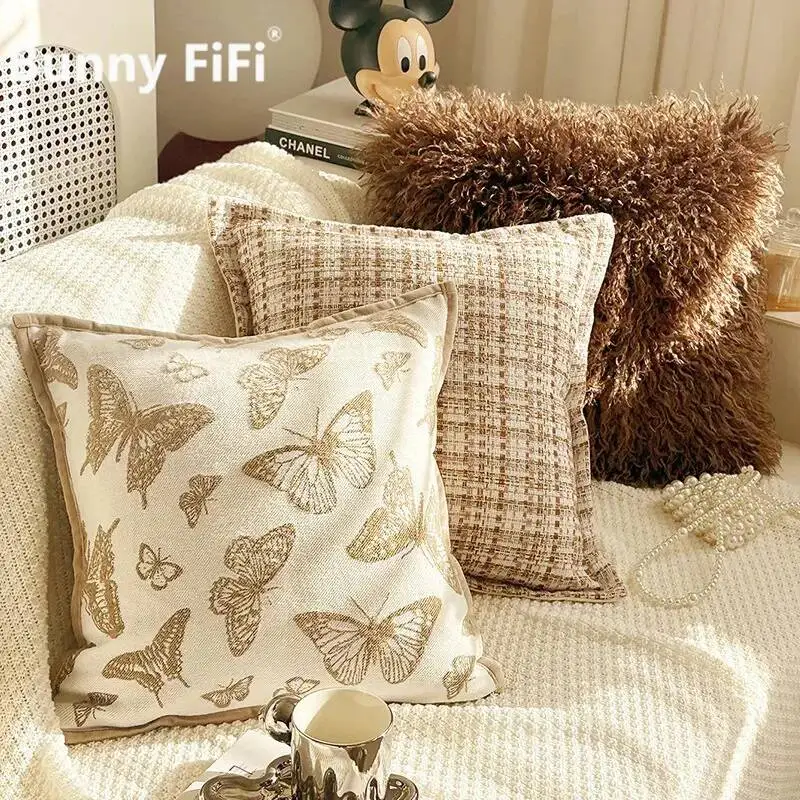 Vintage Schmetterlings-Pflanzen Boho Kissenbezüge mit Rand, weicher Chenille, luxuriöser dekorativer Kissenbezug für Sofa, Bett, Heimdekoration