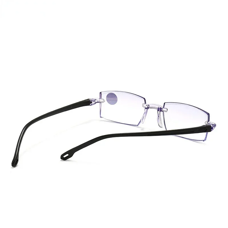 Unisex Rimless Blue Light Blocking Eyewear Ultra Light Square Frame Vintage Far Sight Eyewear Male's Frameless Reading Glasses