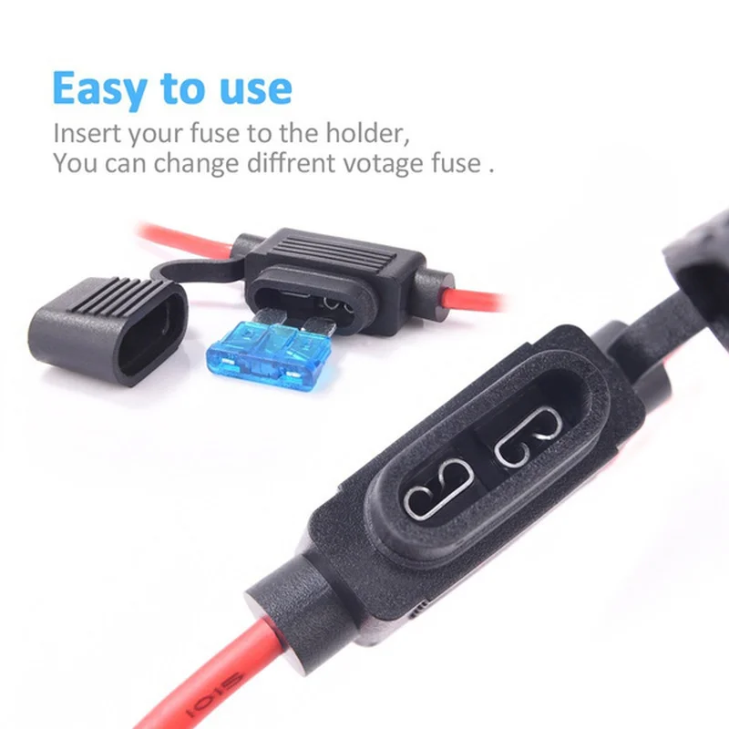 5pcs Auto Car Blade Inline Type Mini Fuse Waterproof Holder Case Motor 12V 32V  Wire Cutoff Switch Socket Anti-Splash Cover