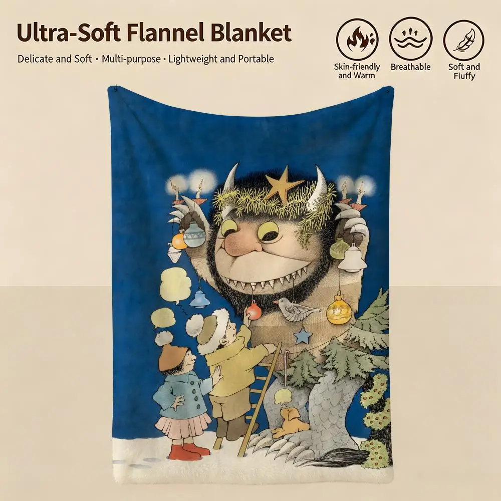 book W-Where the Wild Things Are-e Throw Warm Soft Flannel Blanket, Multi-use for Sofa Bed Camping Travel Nap