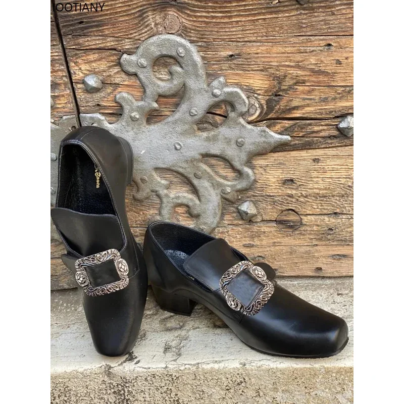 EE01 Medieval Renaissance Noble Cosplay Frock Shoes Vintage 18th Century High Heels For Unisex Halloween Fancy Theme Party SIo0！