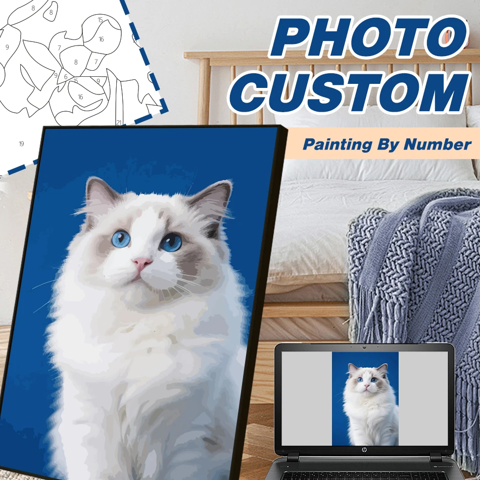 

Картина по номерам, индивидуальное фото домашнего животного, индивидуальное изображение кошки «сделай сам», раскраска по номерам для взрослых, наборы для домашнего декора