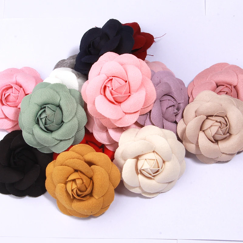 10Pcs 6.5cm Large Camellia Organza Chiffon Fabric Artificial Flowers For Wedding Dress Hats Decoration DIY Sewing Applique