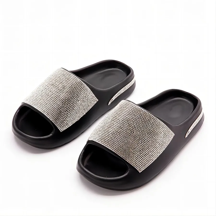 Fashionable summer rhinestone super flash personalized diamond single sequined sandals for men and women