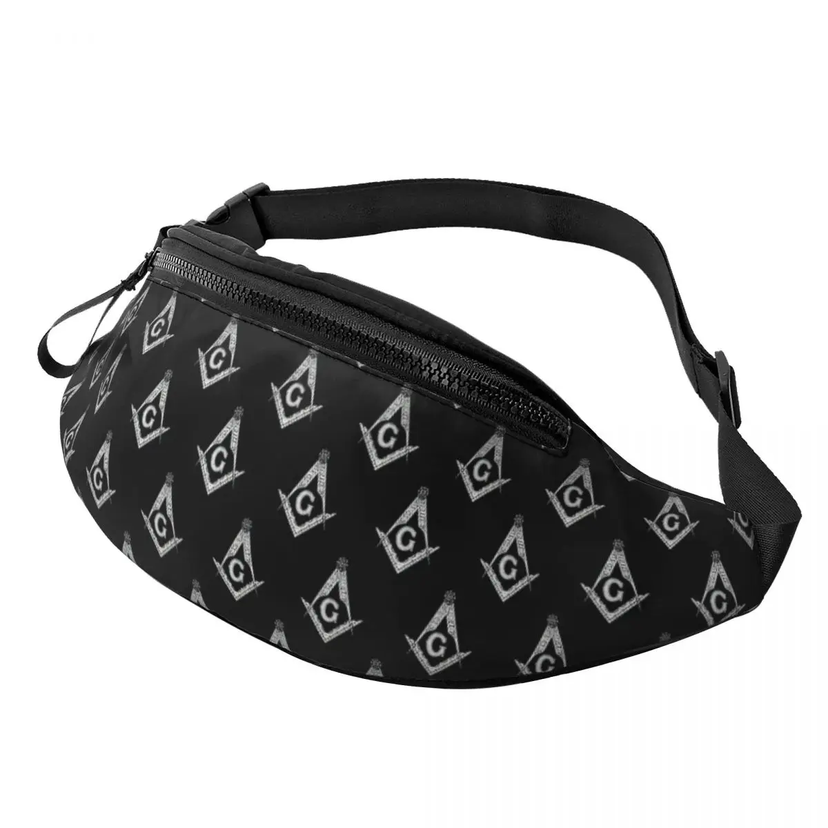 

Custom Freemasonry Masonic Pattern Fanny Pack Men Women Freemason Crossbody Waist Bag for Running Phone Money Pouch