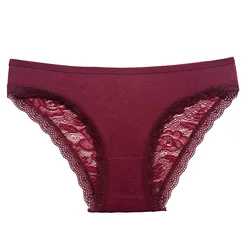 Moonflame Cotton Briefs Women Lingerie M L XL Solid Color Sexy Lace Ladies Panties