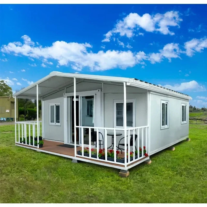 

20ft Outdoor Container House with Terrace Expandable Safe Steel and Sandwich Panel Material for Shop