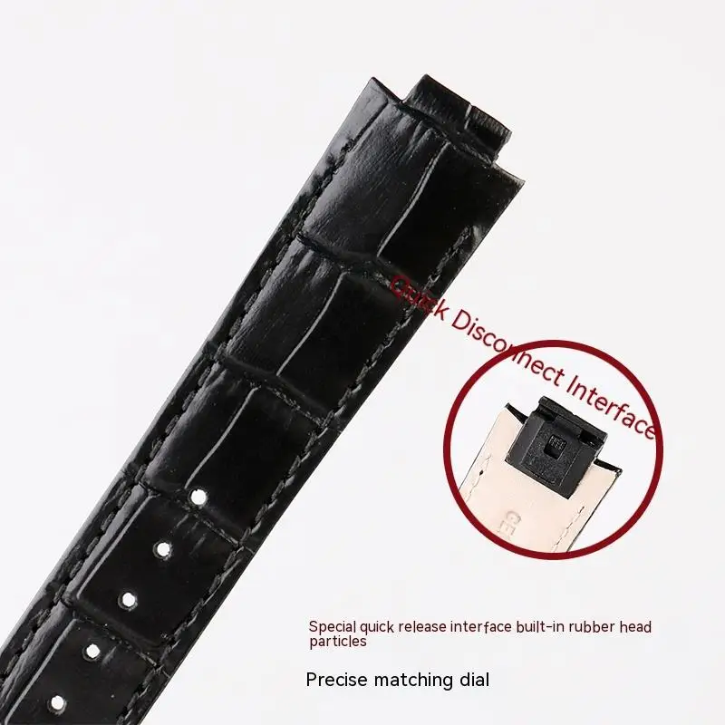 10mm 11mm Genuine Leather Watch Strap with Convex Interface For LV TAMBOUR Series Quick Disconnect Watch Band Butterfly Buckle