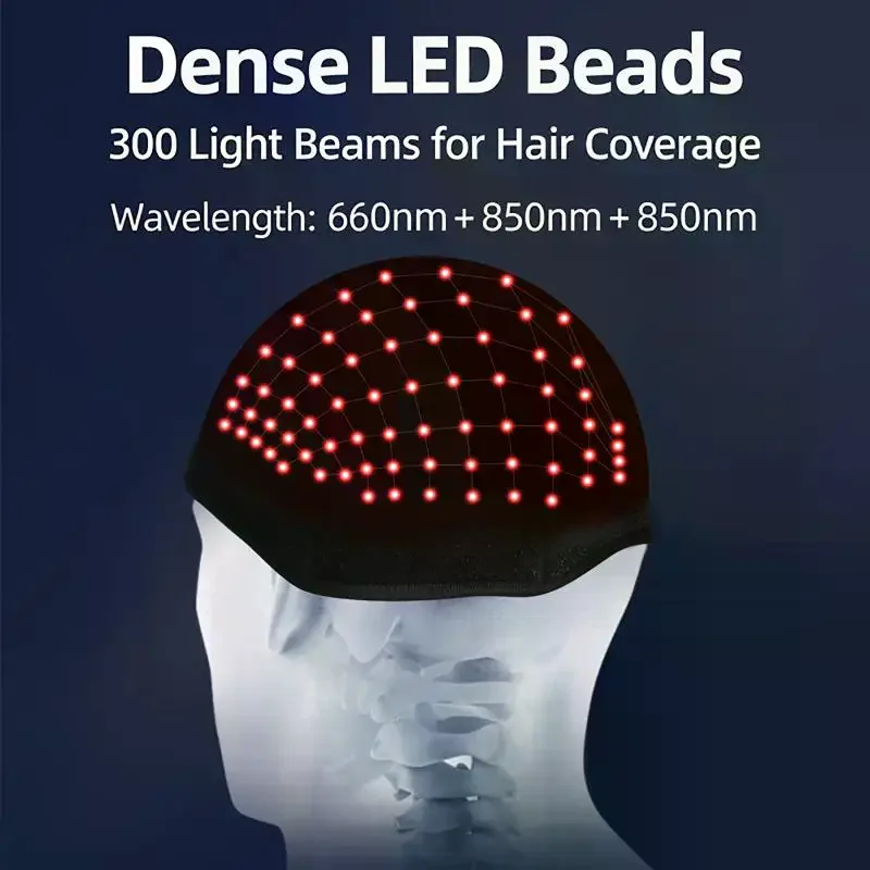 1 Set USB Charging Red Light Therapy Device 660nm 850nm Red & Infrared Light Hair Growth Cap Hair Loss Treatment Regrow