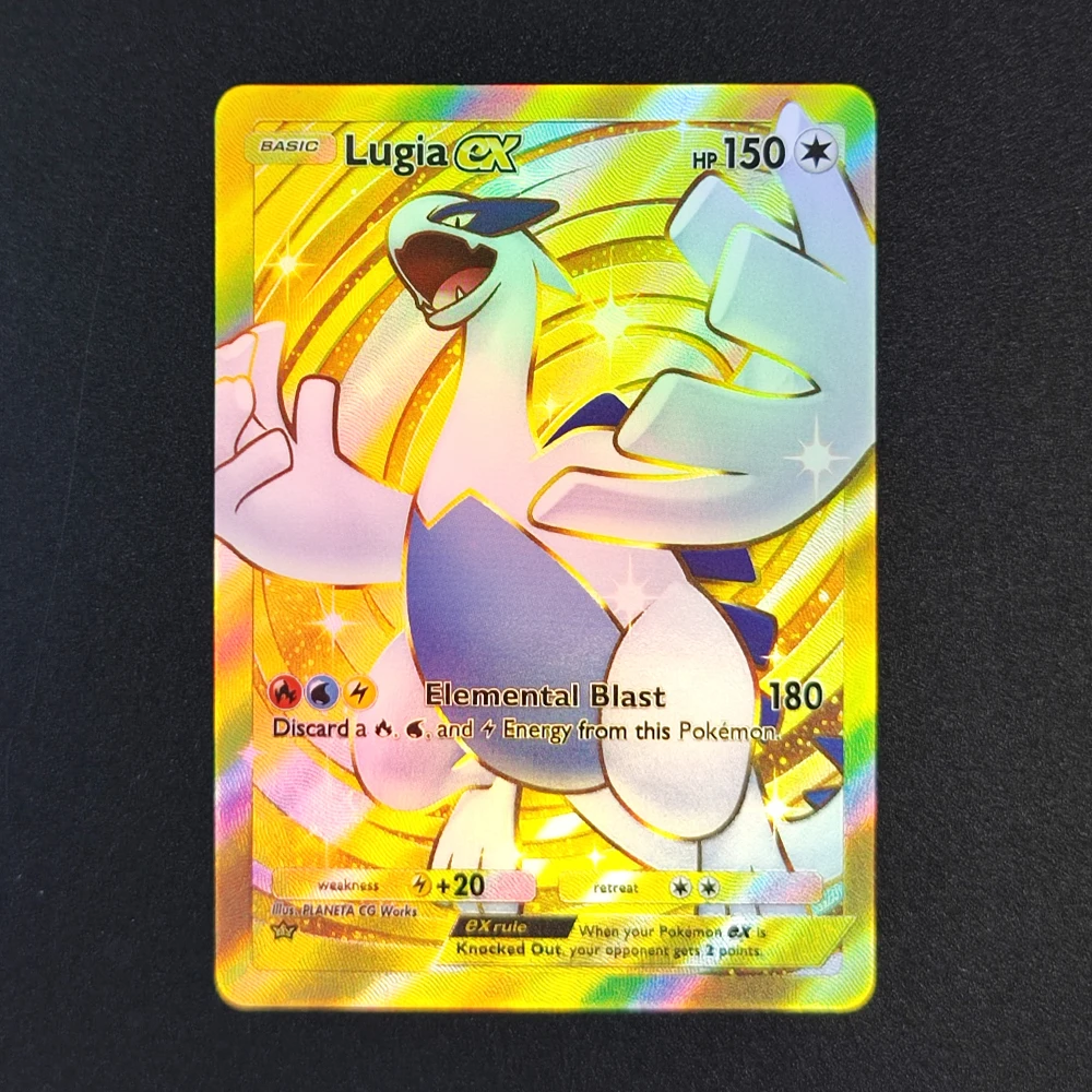 DIY Pokemon Pocket Gold Crown Rare Mewtwo Baxcalibur Charizard Eevee Klefki Lilligant Ho-oh Lugia Solgaleo Game Card Toy view 6