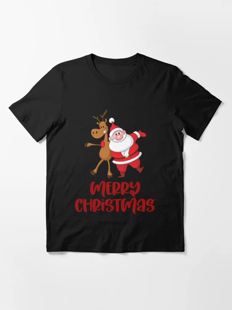 T-Shirt de Noël à Manches Courtes, Imprimé, Court