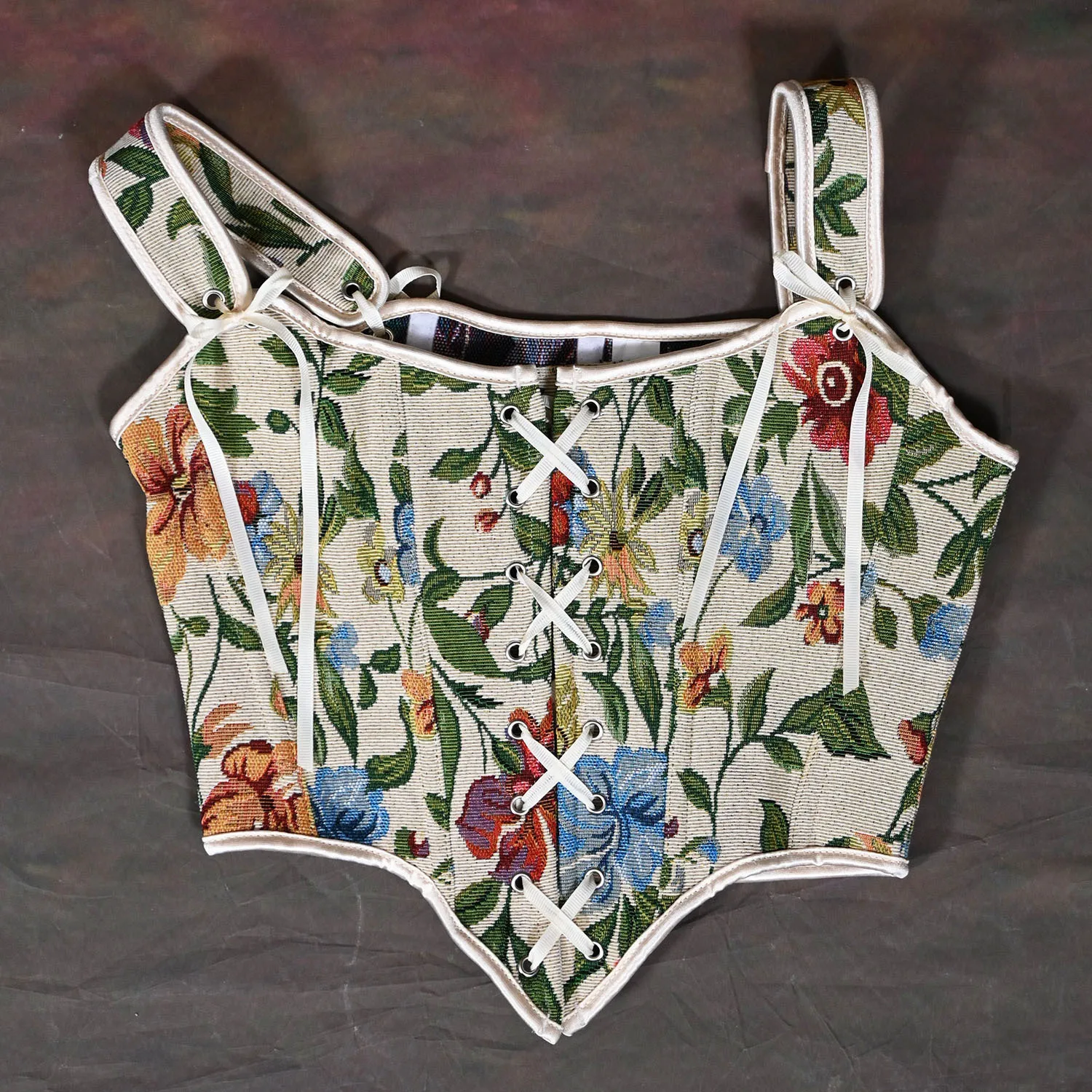 

Винтажный корсет с цветочным принтом для женщин, сексуальные готические черные бюстье, топы на шнуровке в стиле Лолиты, зеленые, красные лифы для тренировки талии