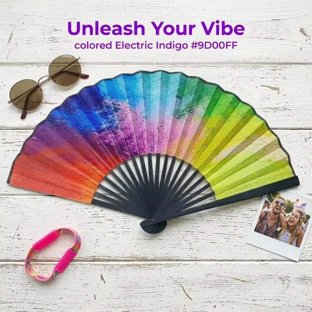 Fashion Gradient Colorful Folding Hand Fan 23 Cm Reflective Kung Fu Fan Handheld Leopard Print Large Hand Fan Gift