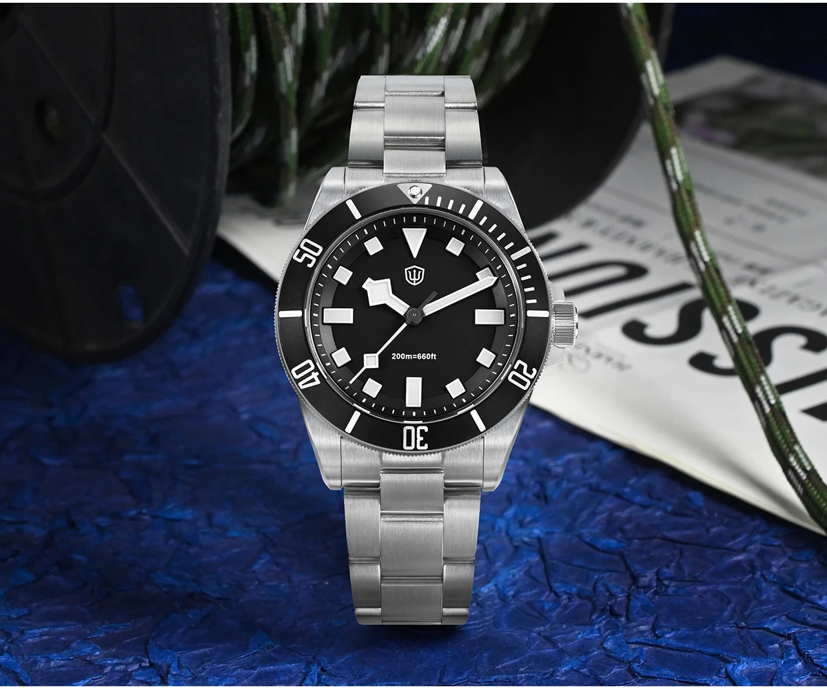 Watchdives WD1969 Pro Stainless Steel Watch VH31 Sweep Seconds Quartz Movement Watches Sapphire 120 Click Waterproof  200m