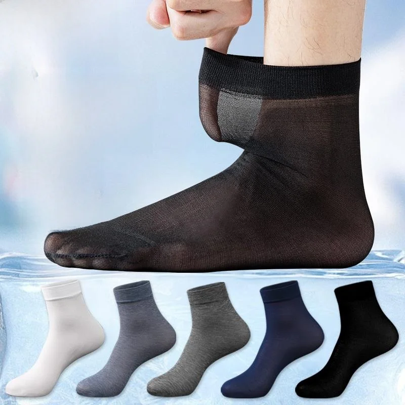 

Large Size Men's Black Socks Summer Thin Mid-Calf Ice Silk Anti-Odor Thickened Extra Large Size Black Cotton Footwear