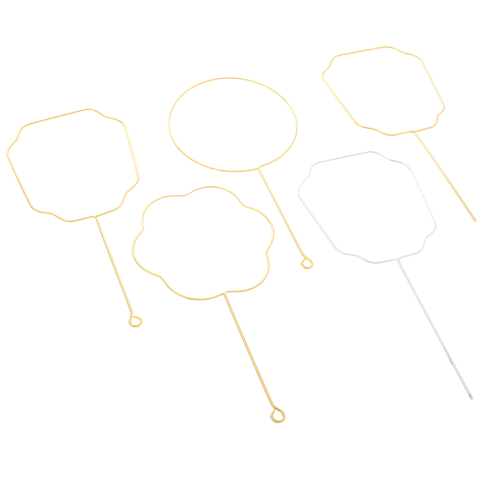 

5 Pcs Fan DIY Traditional Hollow Classic Frame Court Style Handmade Golden Vintage Fans Decor Elegant Design