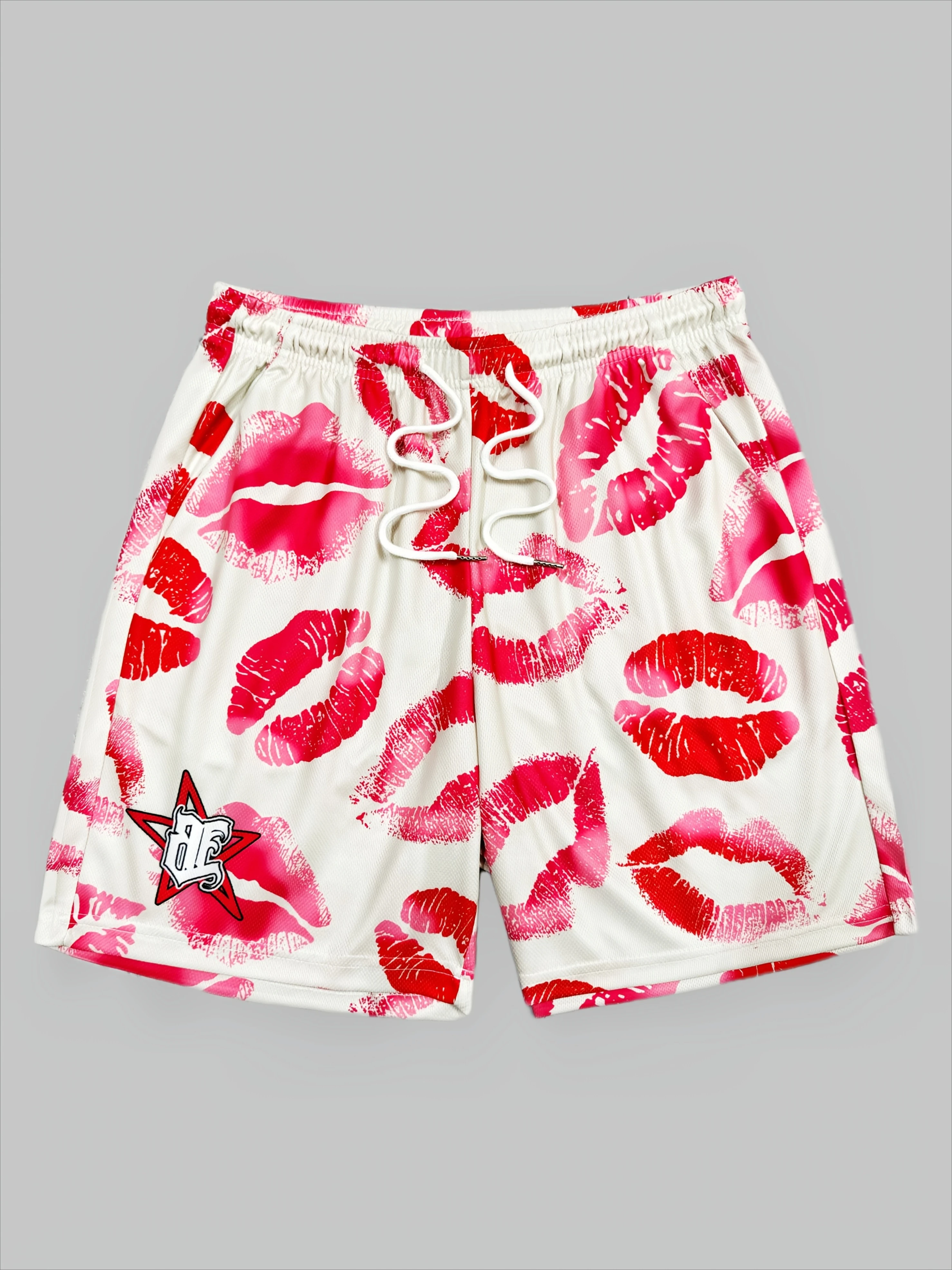 

Белые спортивные шорты с принтом в виде красных губ, спортивная одежда, шорты для бега и тренировок, одежда для баскетбола, свободные шорты для спортзала и бега, мото-шорты