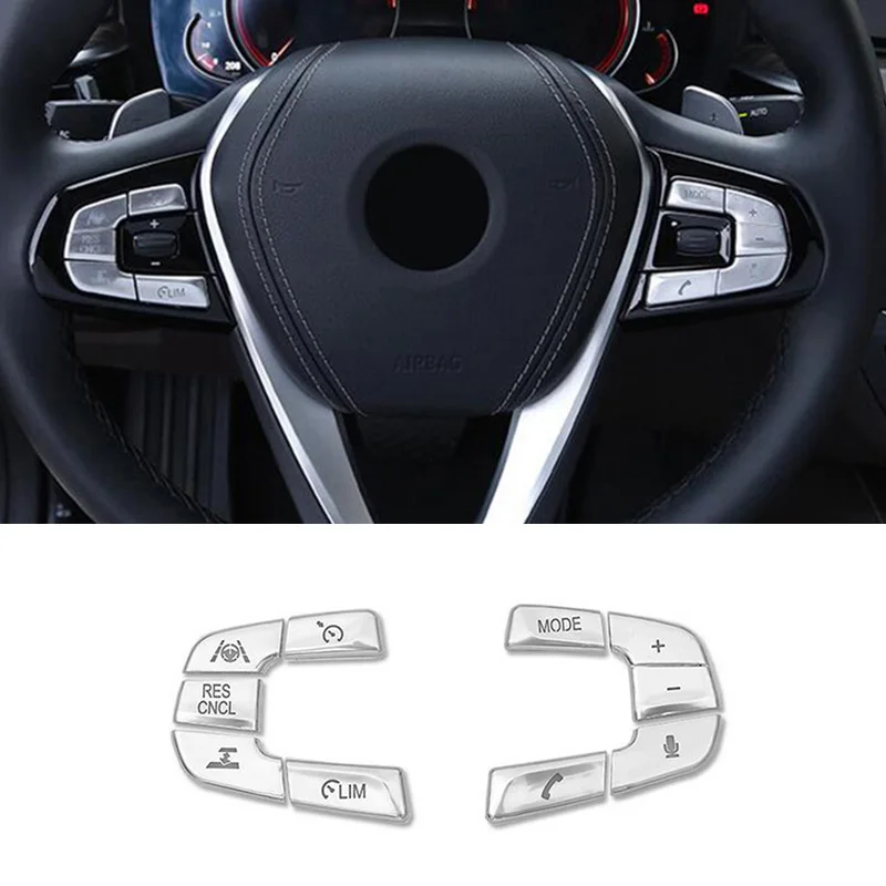 

For BMW X3 X4 G02 G01 18-21 10pcs Chrome Car Steering Wheel Button Switch Decorate Cover Trim Car Interior Accessories