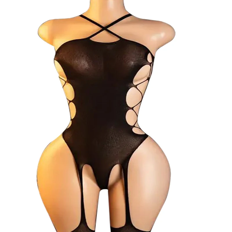 Hot sexy Sleepwear Lingerie Set Hollow Out Underwear Open Bra Crotchless Babydolls Dress Exotic Bodysuit Porno Plus Size Outfit