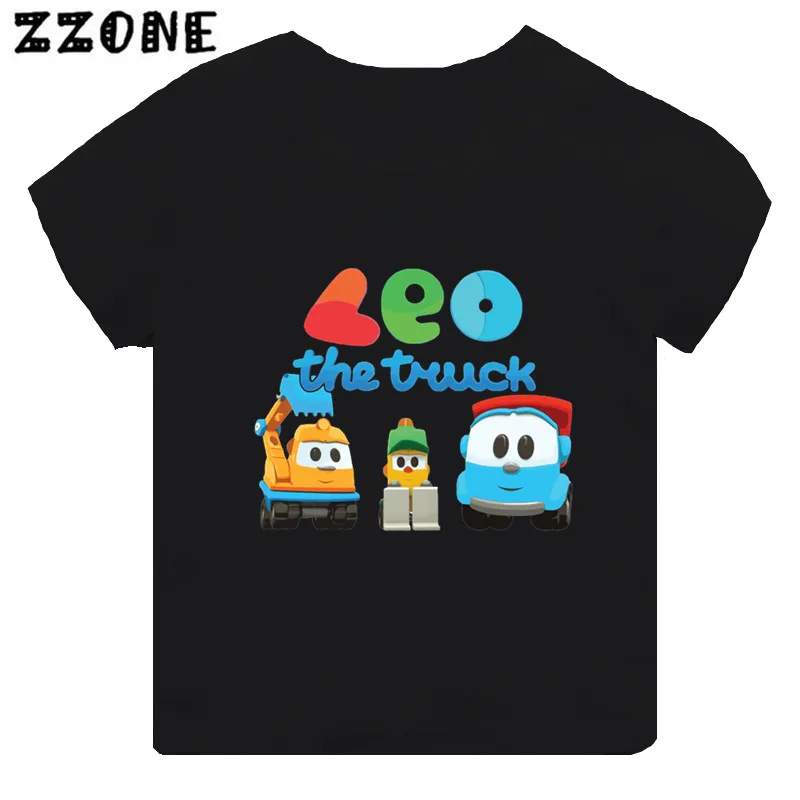 Hot Sale Leo The Truck Tv Show Print Cartoon Kids T-shirt Girls Clothes Baby Boys Black Short Sleeve Tshirt Children Tops,TH5481