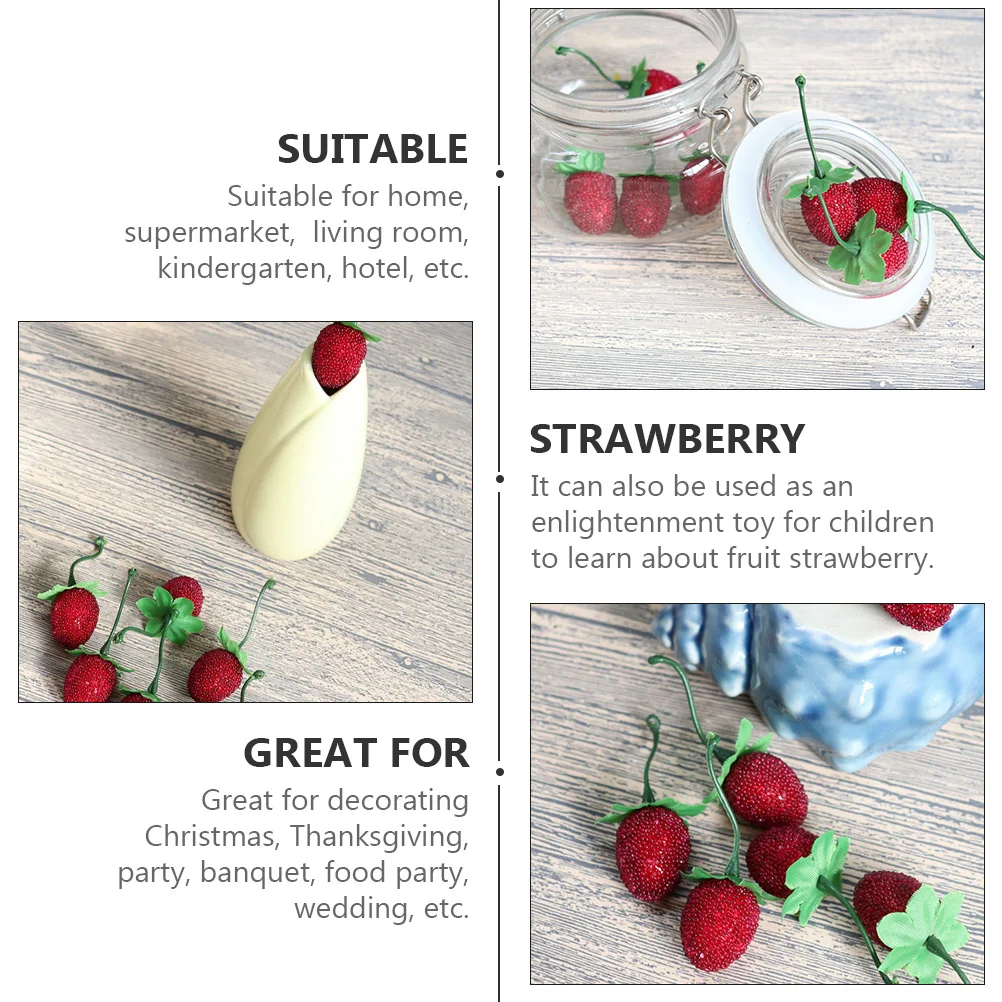 

30pcs Artificial Strawberry Decor Lifelike Simulated Fruit For Party Wedding Christmas Decoration Photography Prop