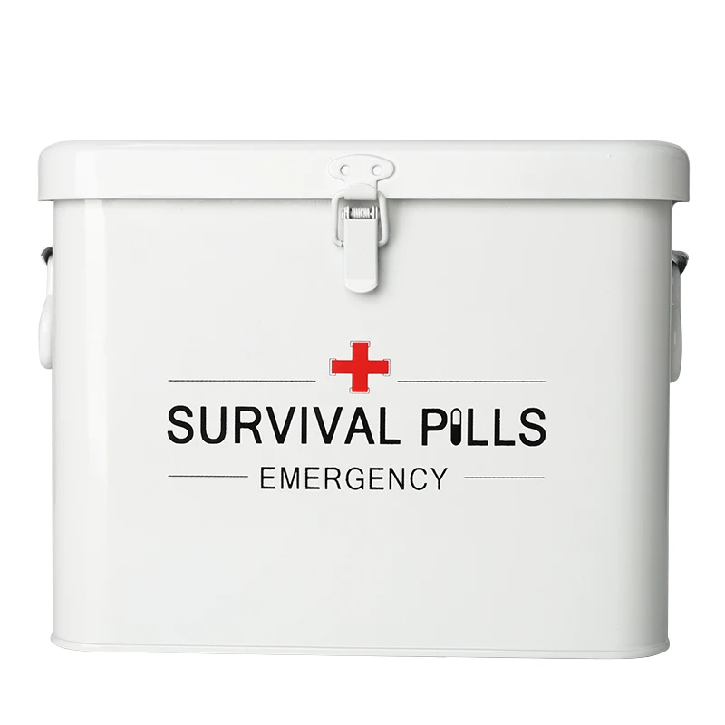 Large Capacity Family First Aid Kit with Lock Portable Metal Organizer Multi-Layer Emergency Storage Box for Home