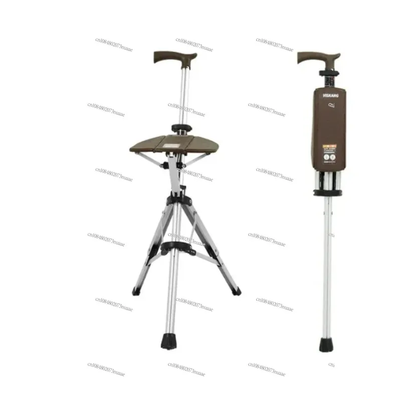 

New High Quality Aluminum Alloy Foldable Walking Cane Stick With Seat Adjustable Elderly Crutch Chair With Stool