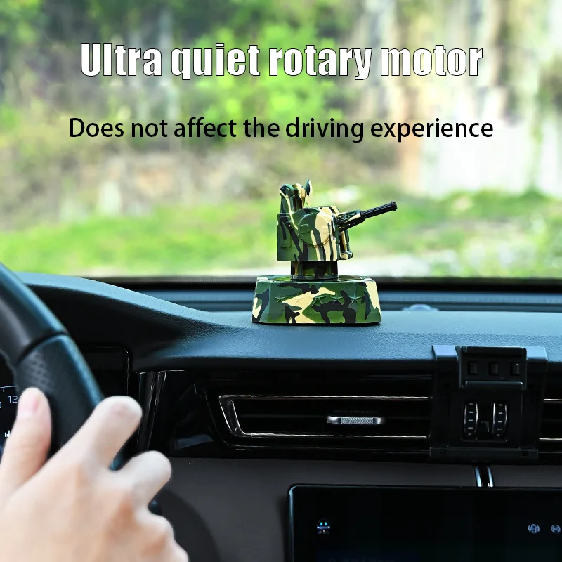 Vehicle mounted anti-aircraft turret model Rotating radar rocket launcher Solar powered rotating fragrance Car weapo ornaments