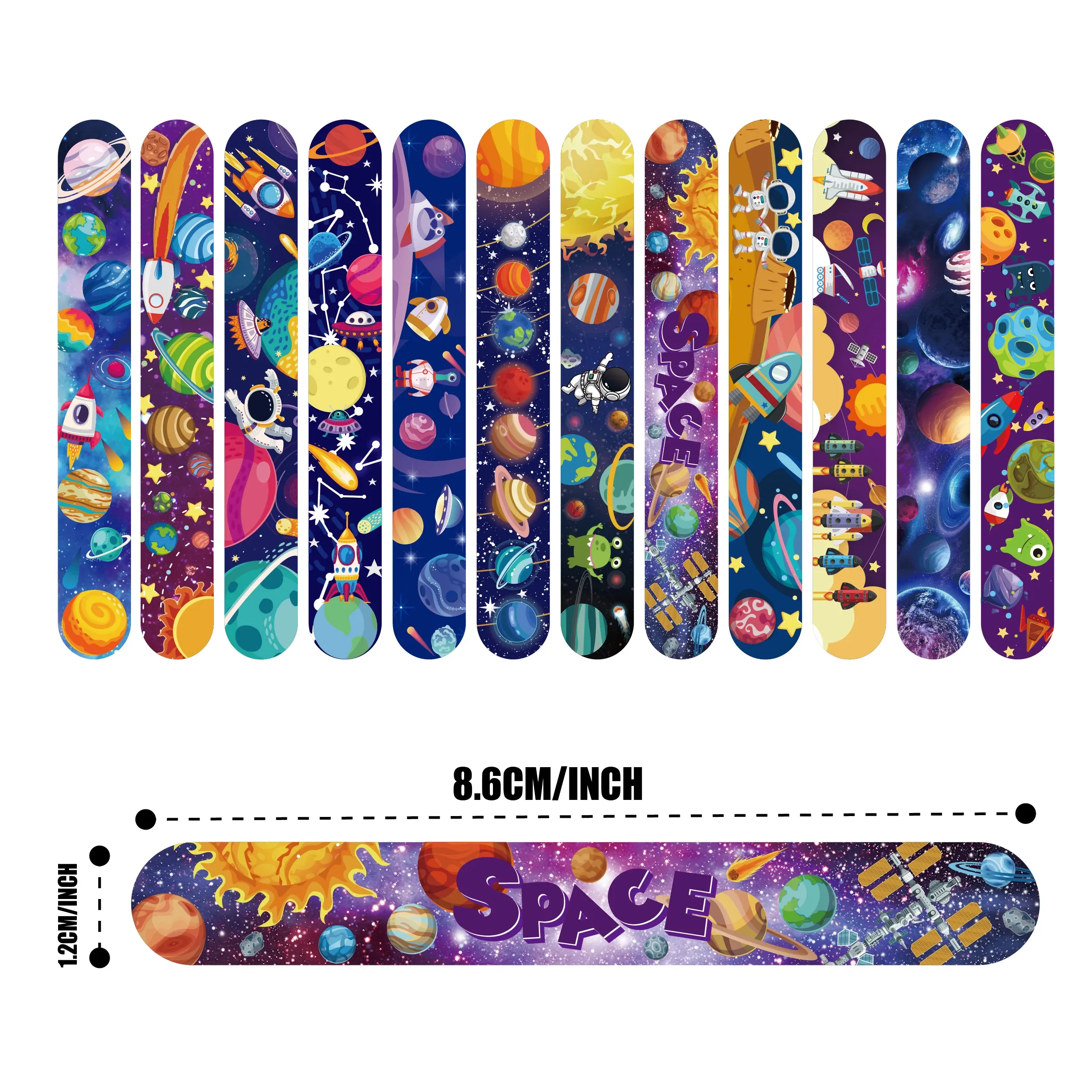 Starry Sky Slap Bracelets Outer Space Party Gifts Astronaut Planet Rocket Bracelets Kids Boys Happy Space Birthday Party Favors