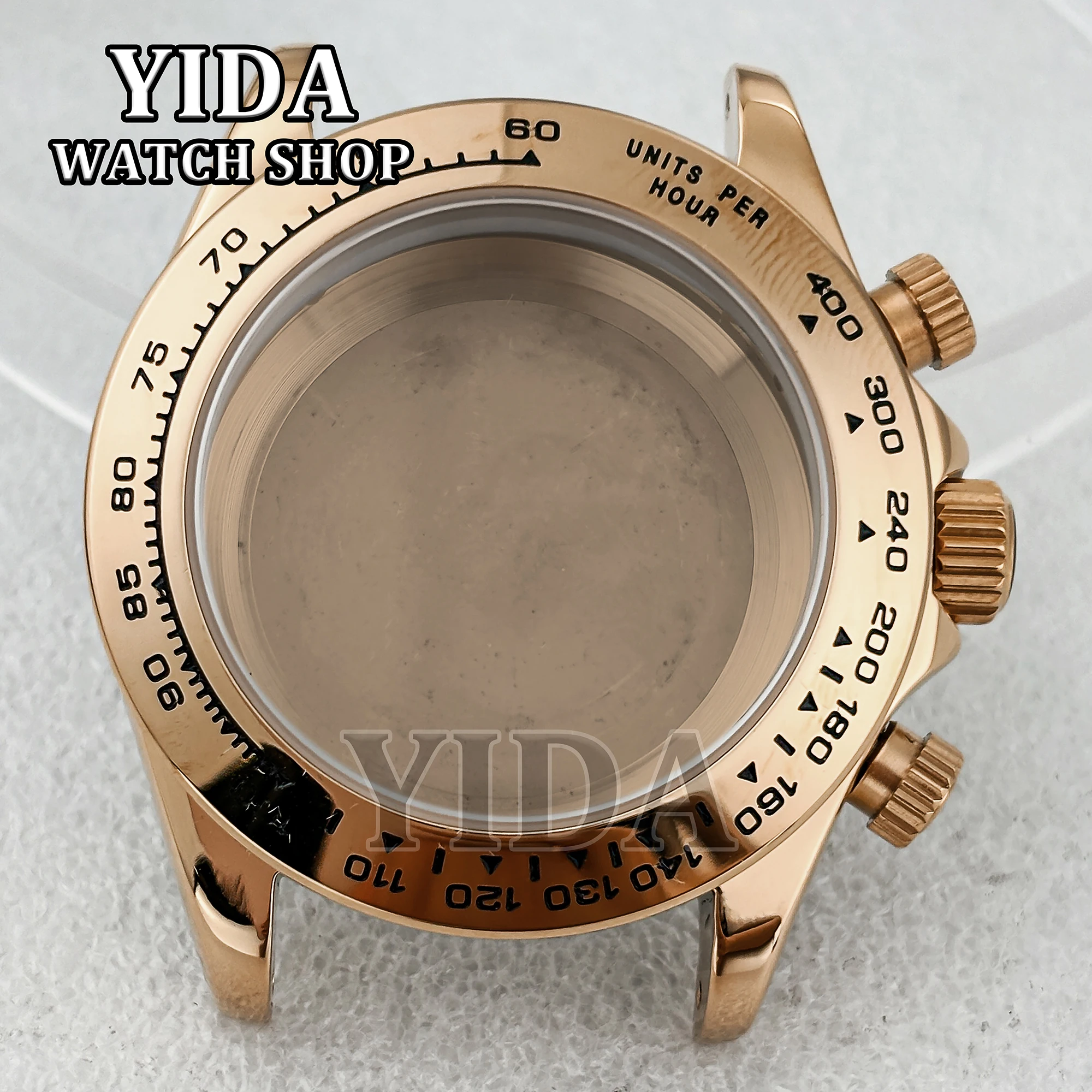 

39MM Watch Case PVD Rose Gold Stainless Steel Watchcase Sapphire Glass Accessories For 63VK Quartz Automatic Movement Parts