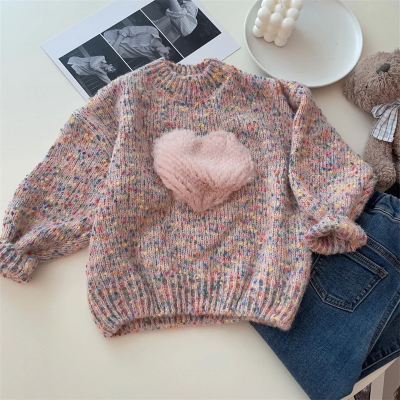 

Girls Sweater Wool Coat Kids Tops Knitting 2023 Luxury Thicken Warm Winter Autumn Toddler Cottons Pullover Children's Clothing