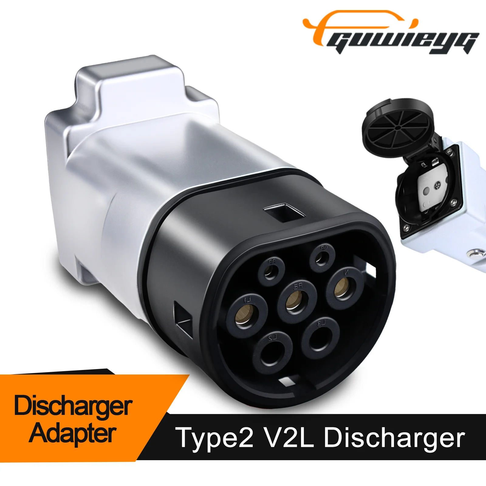 V2L Discharger Adapter for Schuko Plug Fit for Smart Cars Vehicle to Load Type2 V2L Discharger Adapter