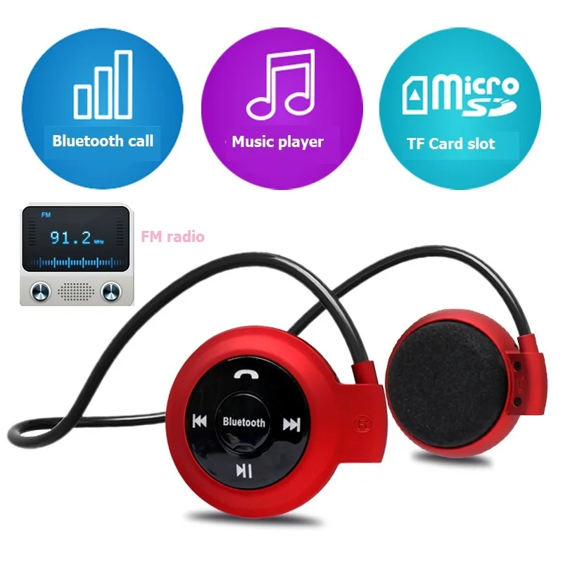 Sport Portable Wireless Bluetooth Stereo Hifi Bass Headphones Headset Support FM Radio TF Card MP3 Playing Headphone