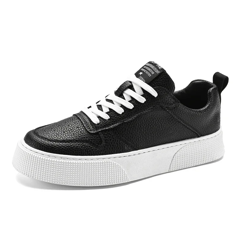 White Shoes for Men Sneakers Spring Low-top Anti-slip Soft Sole Men Shoes Outdoor Lace-up PU Wear-resistant Men's Casual Shoes