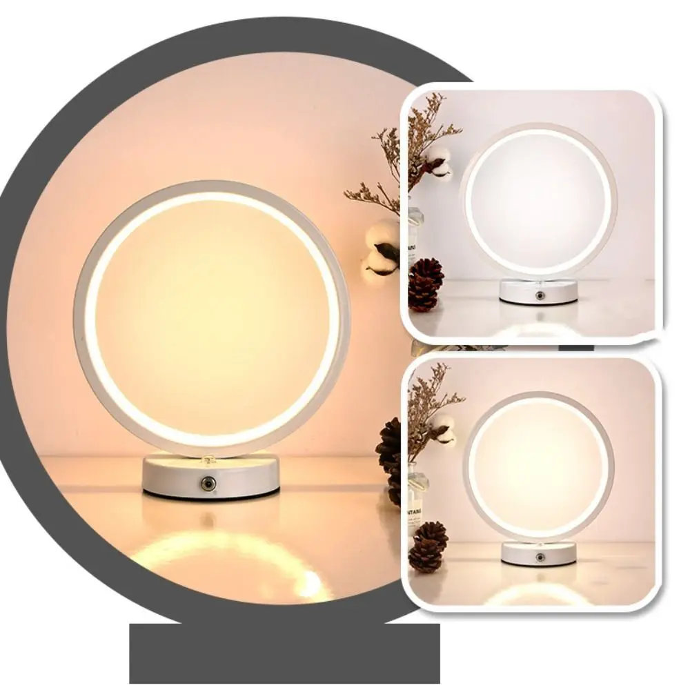 

Настольная лампа-кольцо LED для домашнего декора, современная, с USB-подключением, прикроватная, креативная лампа для чтения