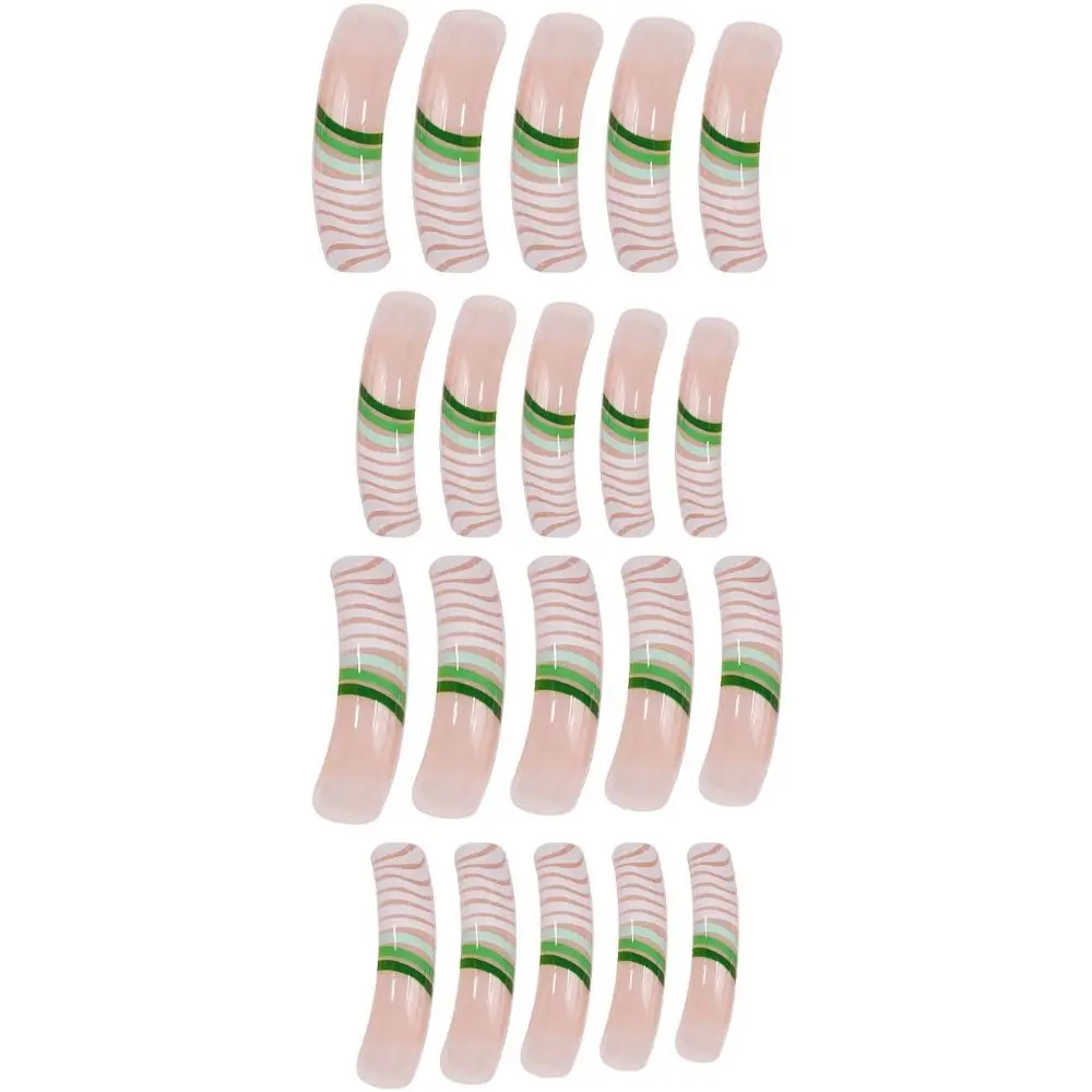 사용하기 쉬운 엑스트라 롱 곡선 인조 손톱 Bowknot 디자인 네일 아트 블루 가짜 손톱 네일 용품 매니큐어 도구