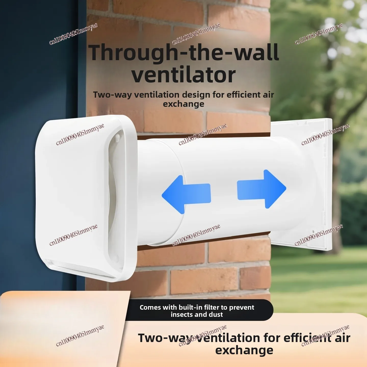 Through-wall duct hood Wall unpowered ventilator with trend air filter