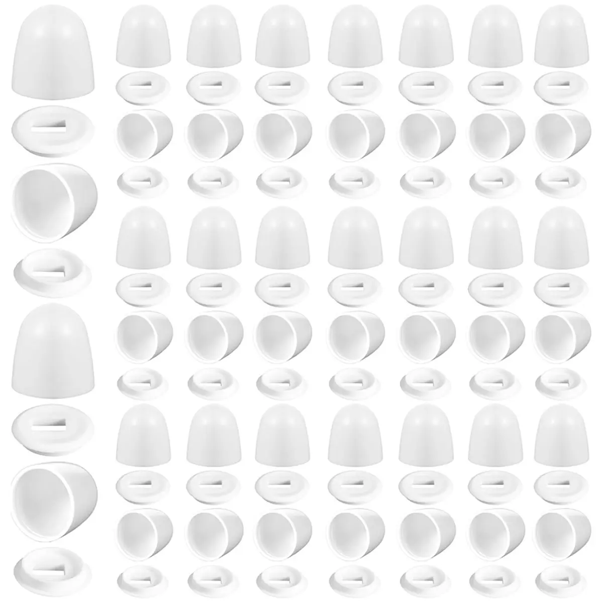 Eco-friendly 100Pcs Universal Toilet Bolt Caps Plastic Push on Toilet ScrewCover Caps with Extra Washers for Easy Installation