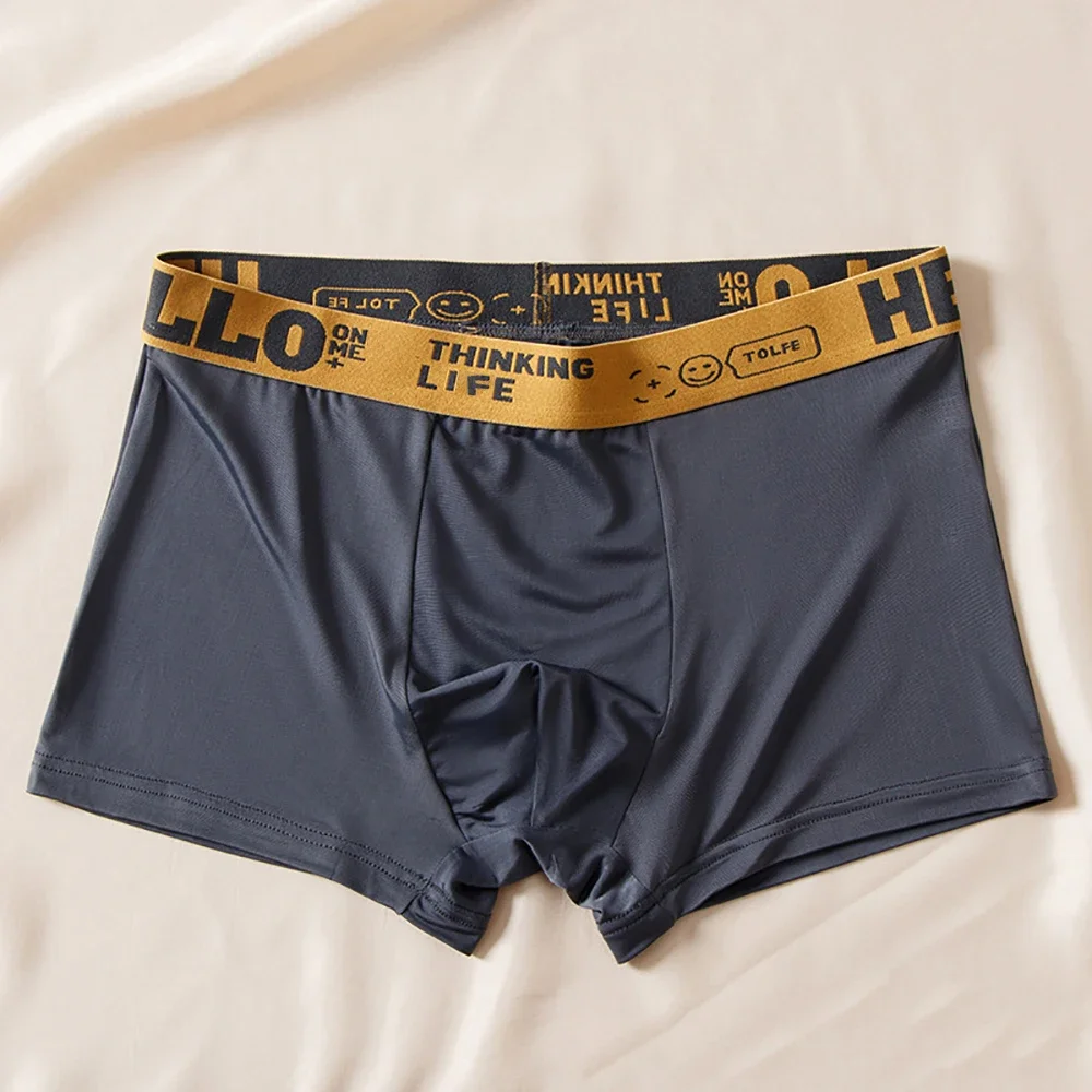 

5pcs/lot Boxer Shorts Ice Silk Men's Underwear Summer Breathable Underpants U Convex Lingerie Breathable Sexy Panties