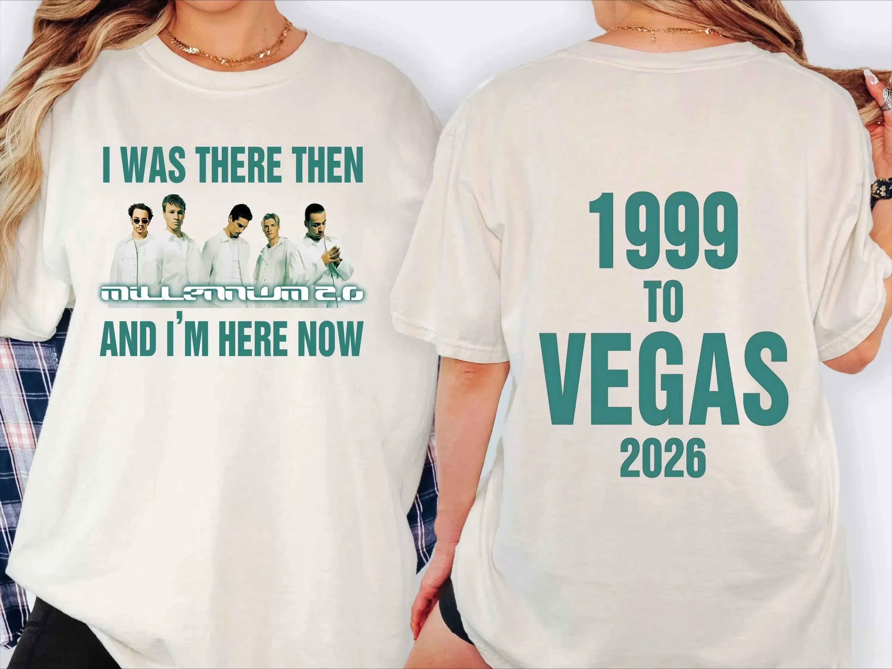 2026 New BSB Oversized Unisex Streetwear T Shirt Family Matching Vintage Band Portrait Double Sided Print Short Sleeve Tee