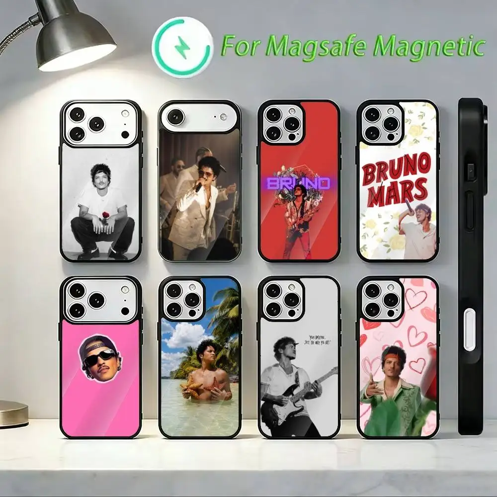 Singer B-Bruno Mars The Romantic Phone Case For iPhone 17 16 15 14 13 12 Pro Max Plus for Mirror Wireless Magnetic Cover