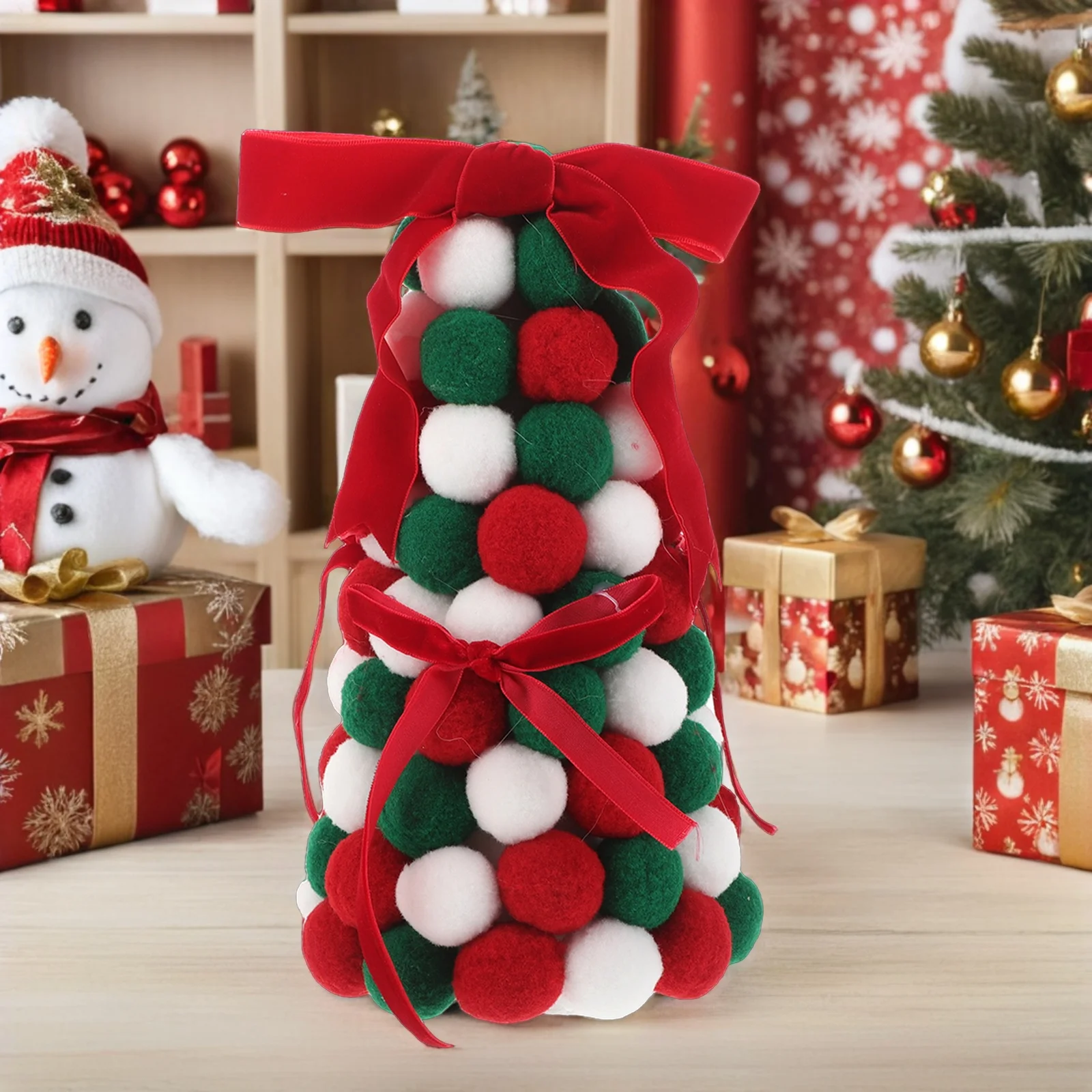 

Christmas Tree Ornaments Tabletop Home Decor Desktop Figurine Colorful Bow Decoration Decorative Outdoor Creative Small