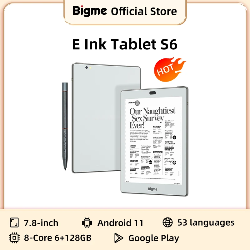 Bigme S6 7.8 polegadas Eink leitor de ebook tela de tinta eletrônica e-book notebook e tela de tinta livro ereader tablet Suporte Kindle APP