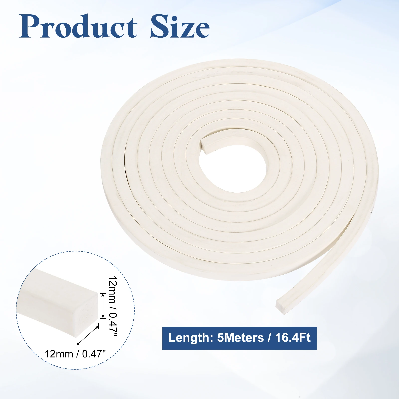 Uxcell 5Meters Silicone Foam Backer Rod Square Solid Joint Filler Foam Seal Strip for Caulk Saver Rope Caulk Cement Crack Filler