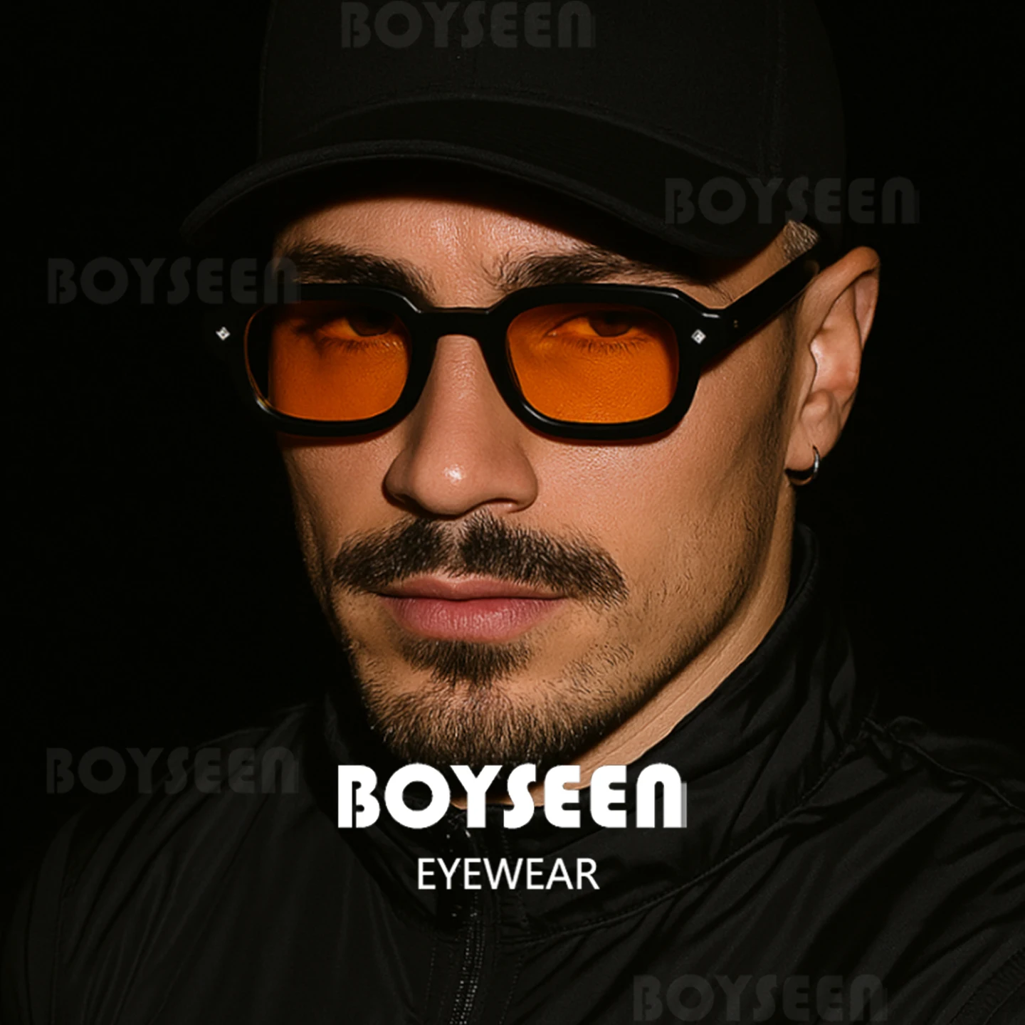 BOYSEEN Beach النظارات الشمسية رجل الصيف البرتقالي نظارات شمسية UV400 إطار ضيق مربع فاسق النظارات الشمسية تظهر