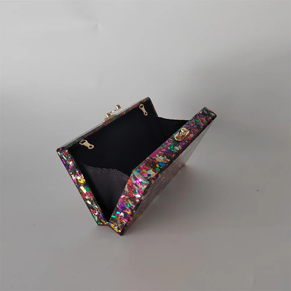 Acrylic Box Clutches Evening Bags Women Luxury Purse Colorful Big Glitter Party Travel Beach Female Flap Mini Chic Shoulder Bag