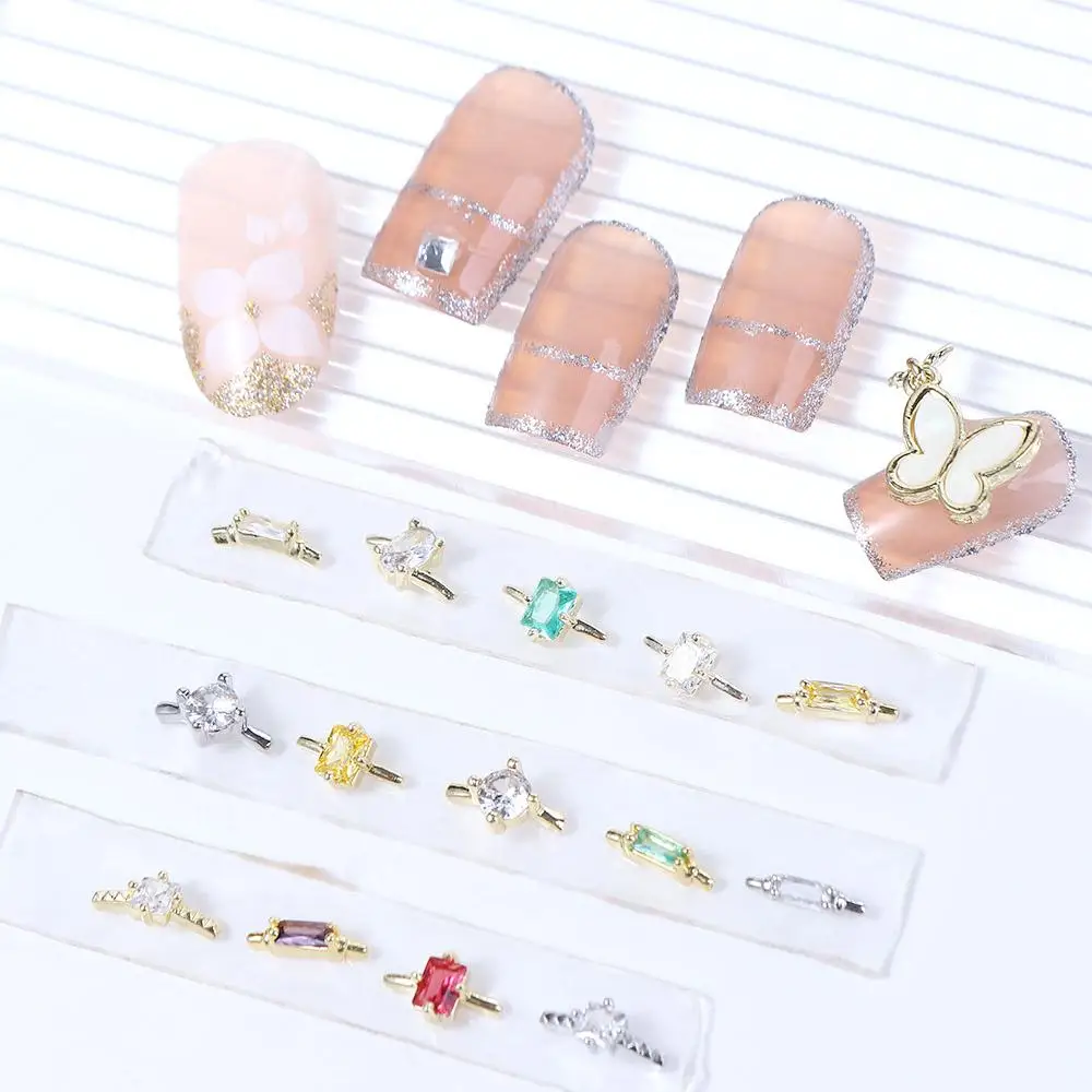 Nail Jewelry Silver/Gold 3D Crystal Nail Ornaments Nail Rhinestone Ring Nail Charms Nail Art Decorations Zircon Jewelry